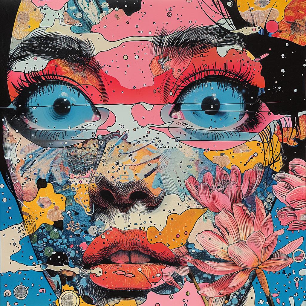 woman  blue  eyes  flowers  surreal  creative  artistic  colorful  symbolic  expressive 916597