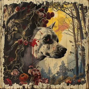 dog  woods  blood  painting  chromolithography  nature  art  details  colorful  design 1053905