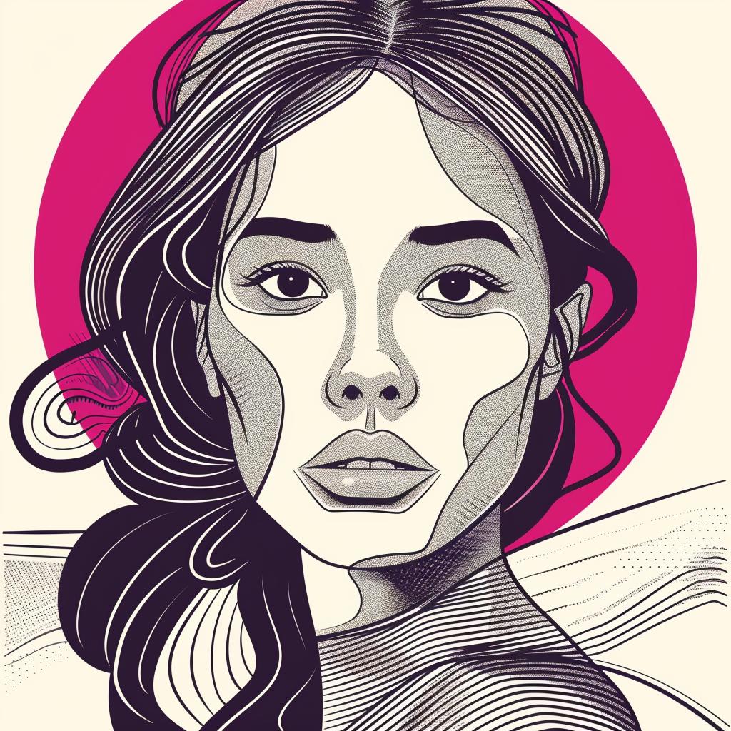 PopArt  Asian-American  female  long hair  vector  illustration  colorful  modern  vibrant  beauty 937168