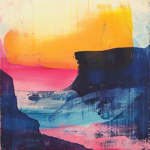 surreal  blockprint  sunset  blue  orange  pink  painting  creative  abstract  colorful 1062654