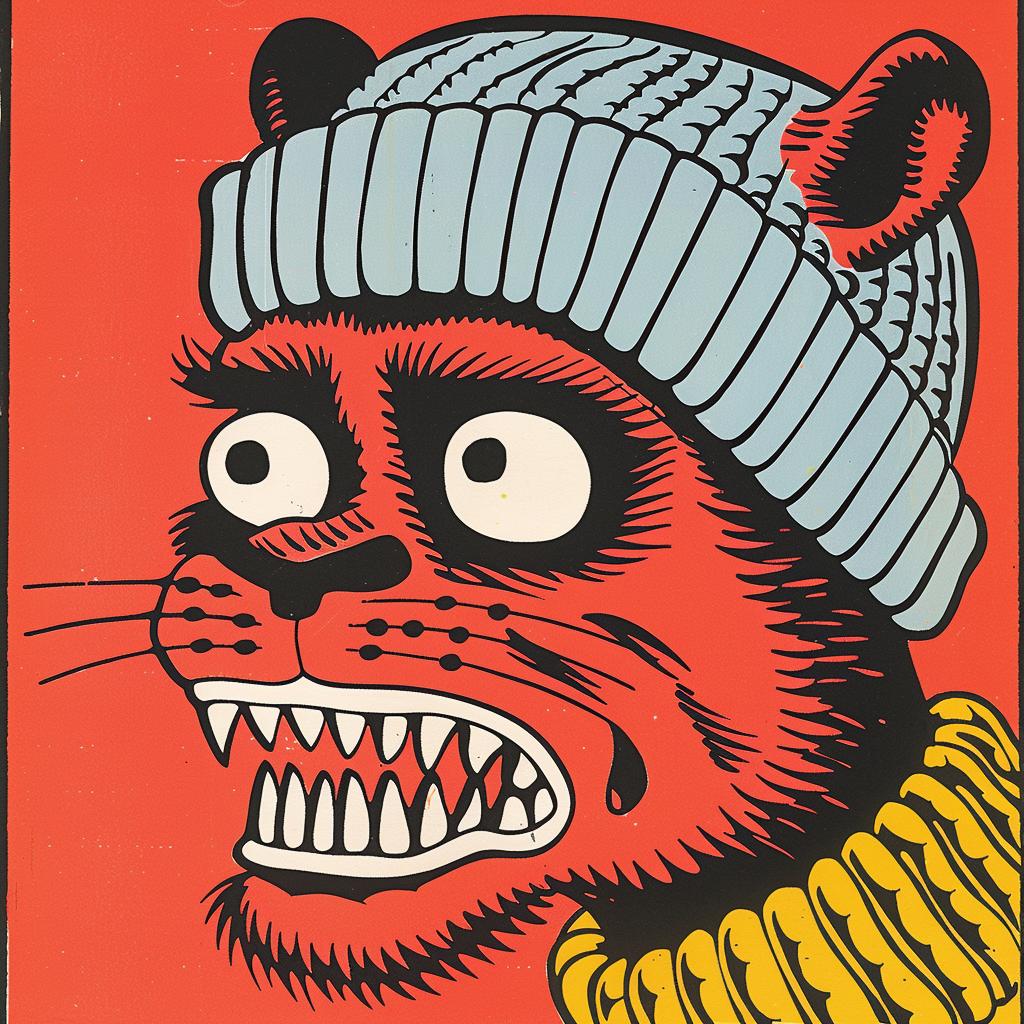 cat  hat  scarf  ominous  skullface  portriat  vibrant  art  comic  illustration 921855