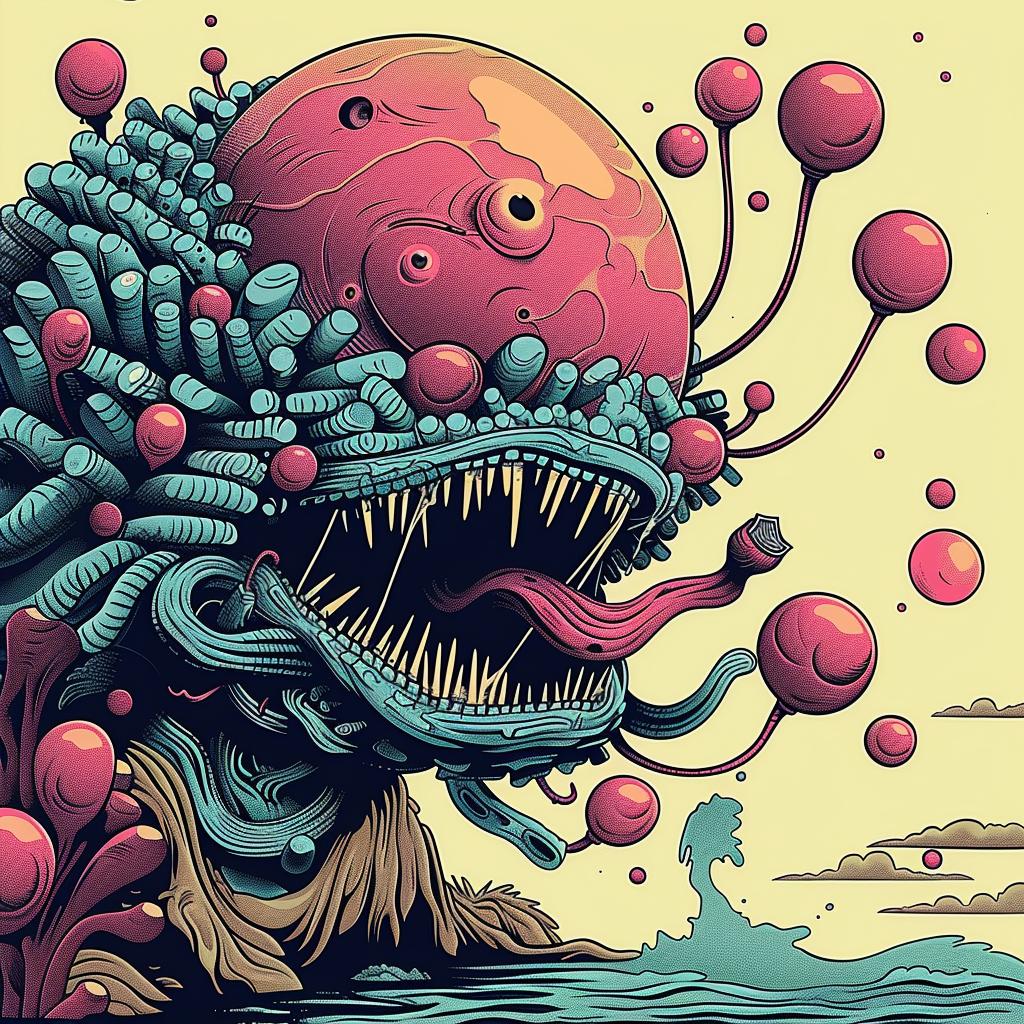 monster  creature  tentacles  bubbles  whimsical  fantasy  colorful  playful  odd  design 946849