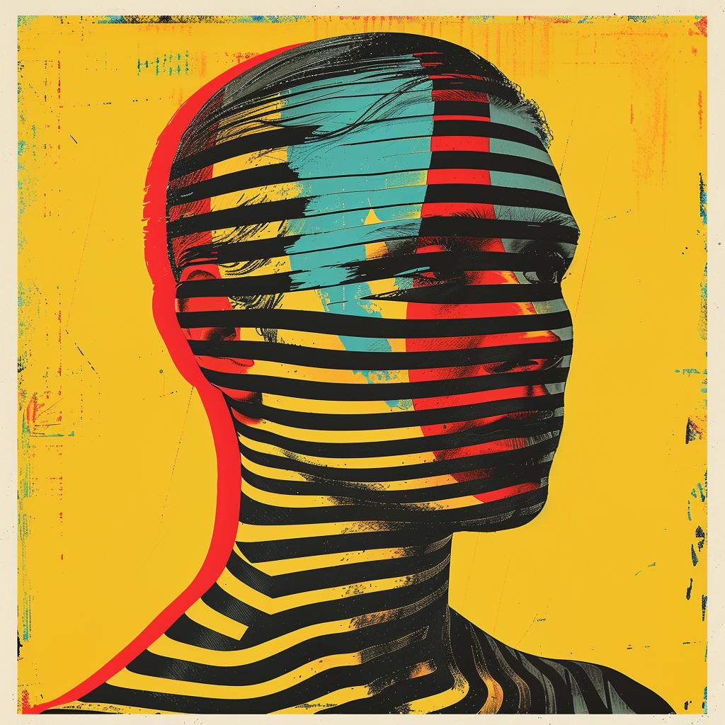 man  face  stripes  album  cover  hyper-realistic  Anthony Burrill  creative  design  imagery 960616