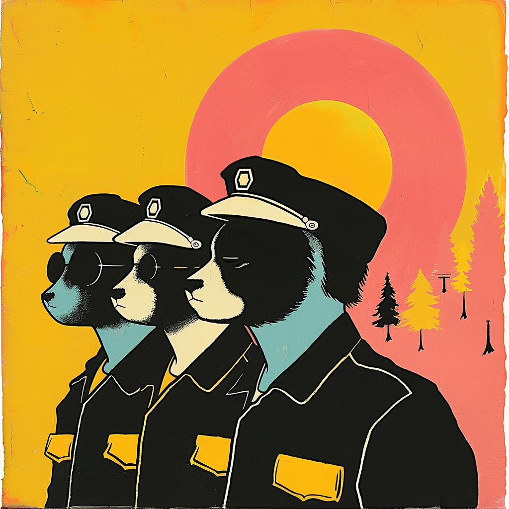 creative  surreal  police  officers  sun  background  uniform  whimsical  humor  illustration 978191