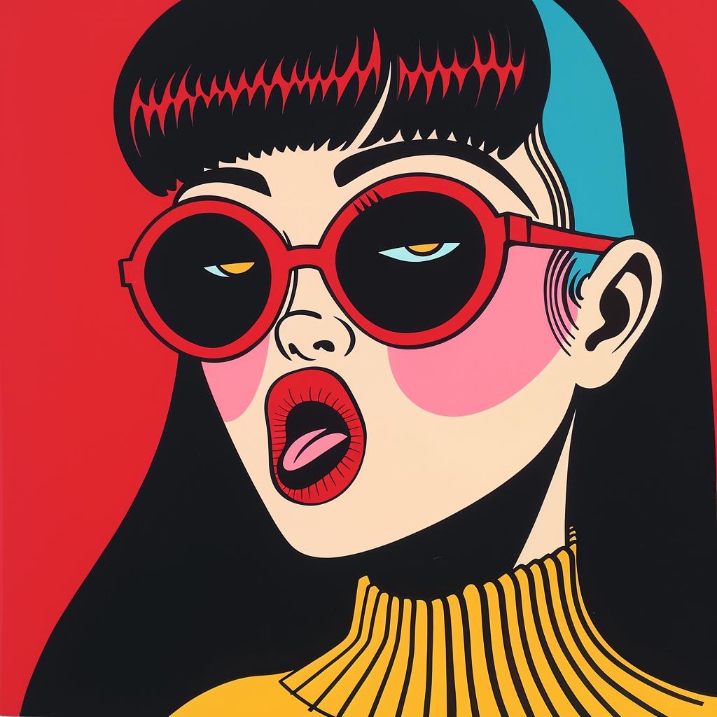popart  woman  sunglasses  illustration  tongue  colorful  playful  whimsical  expression  style 943770