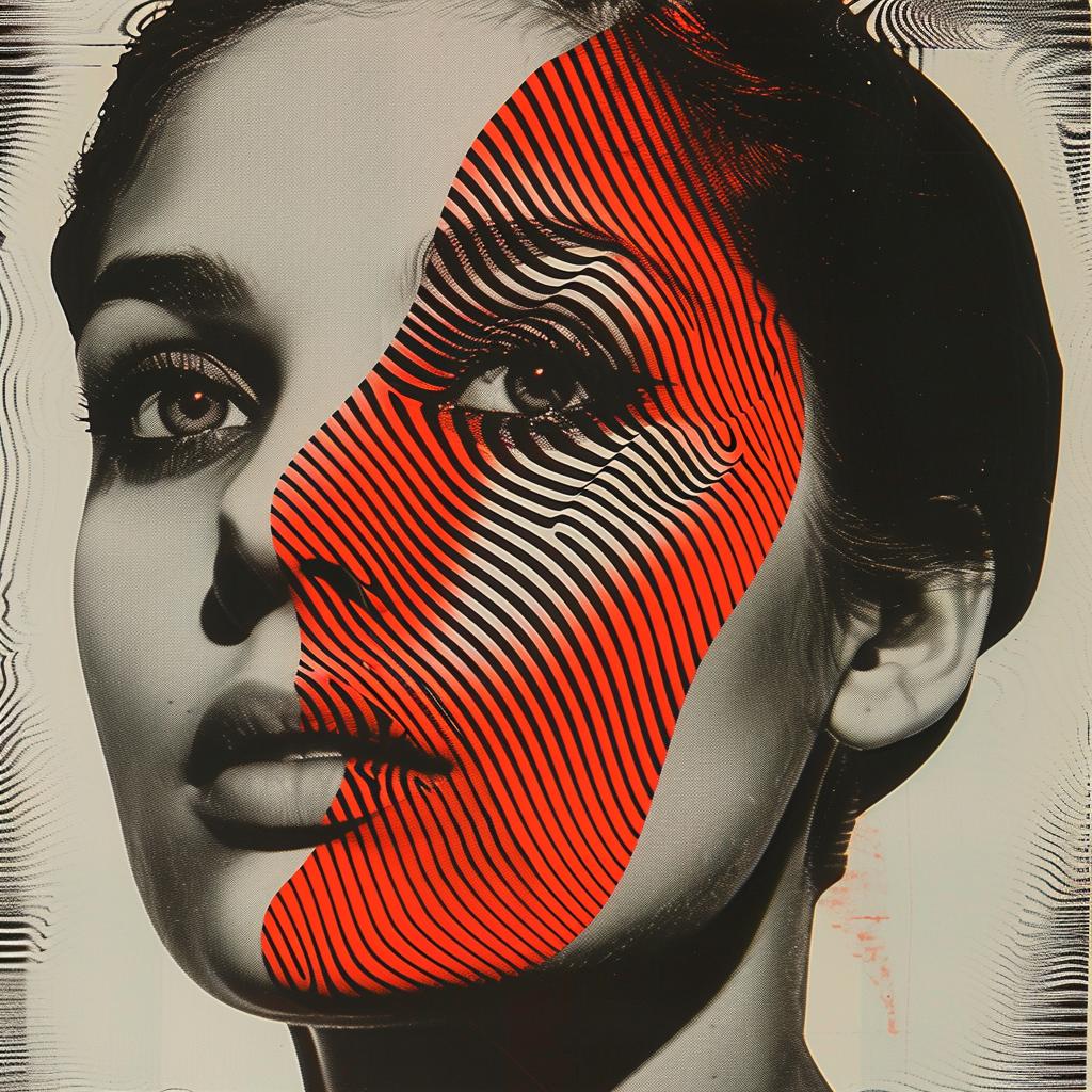 surreal  album  cover  hyper-realistic  screenprinting  Alexander  Girard  woman  red  black 960482