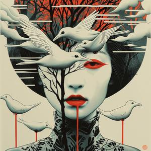 surreal  album  cover  birds  tree  symbolist  risograph  hyper-realistic  art  fantasy 1077607