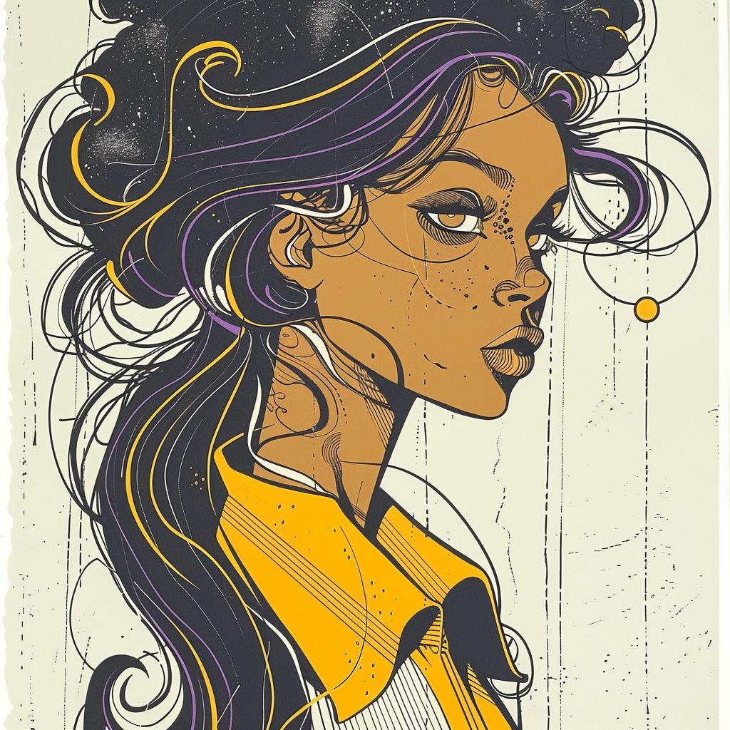 Pop  Art  African-American  model  hair  afro  Patrick  Nagel  drawing  yellow 938290
