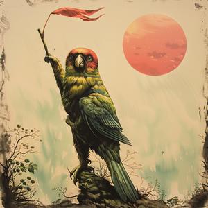 parrot  flag  painting  vibrant  colorful  animal  chromolithography  exotic  portrait  nature 1058007