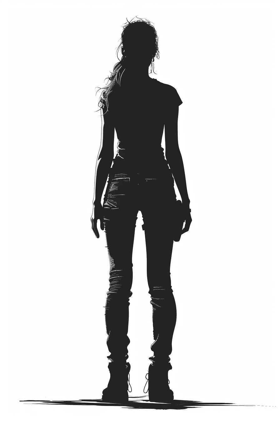صورة ظلية امرأة جينز أحذية بيضاء ناقل بسيط غير رسمي ملابس الشارع SVG 954418