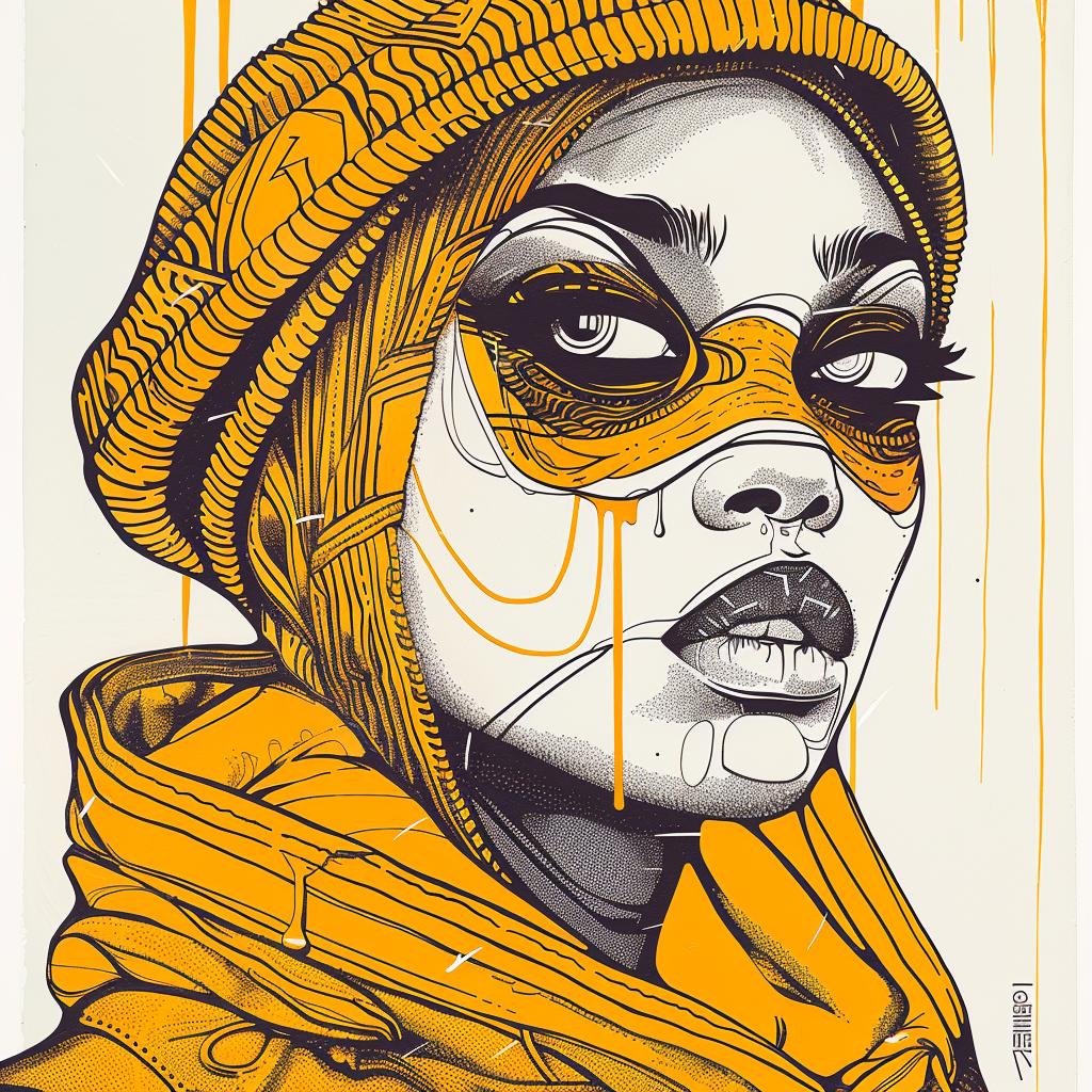 PopArt  Halle  Berry  model  fourEyes  dripping  makeup  whiteBackground  TroyBrooks  AfricanAmerican 939294