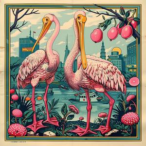 birds  city  poster  chromolithography  colorful  urban  nature  visual  graphic  artwork 1048690
