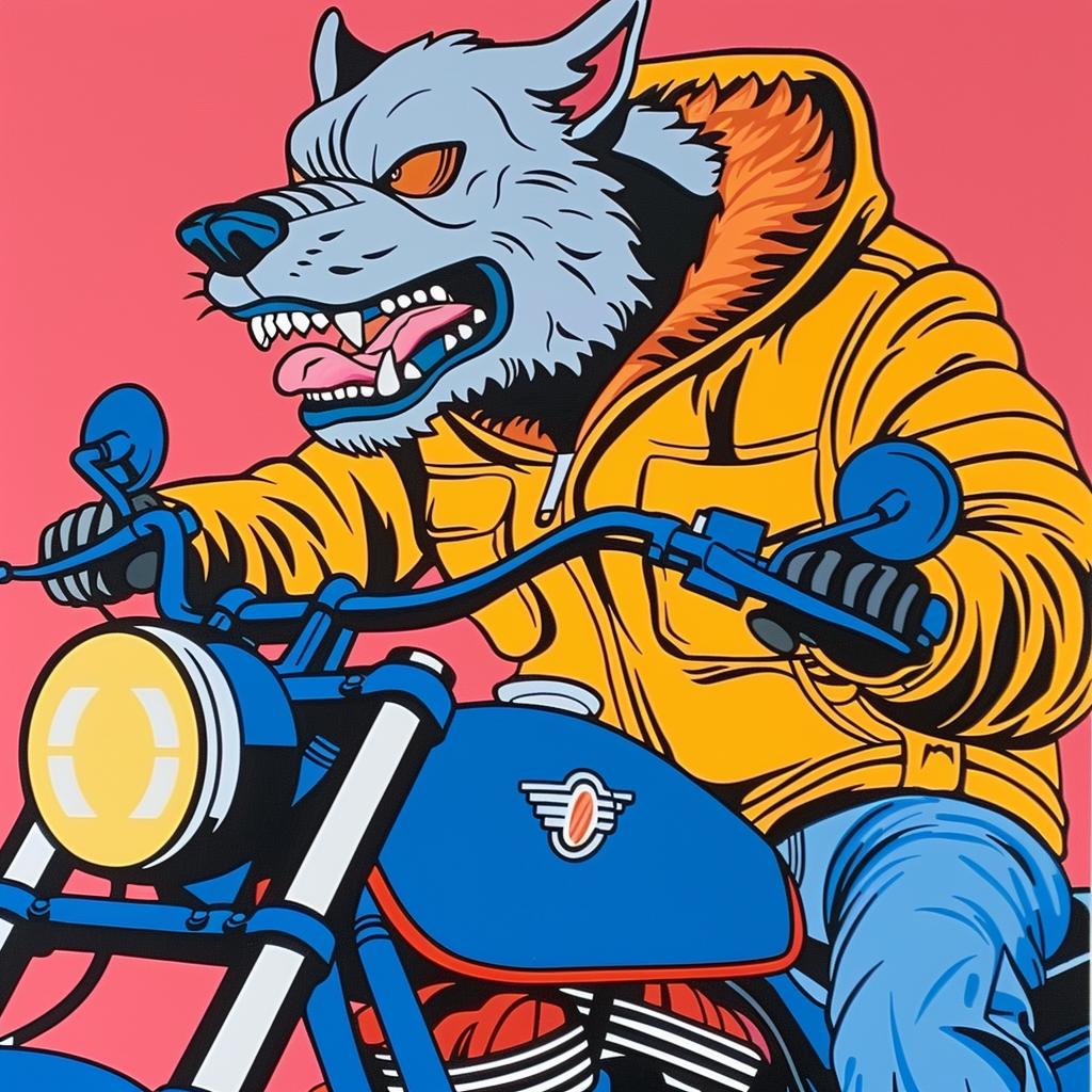 painting  wolf  motorcycle  animal  transportation  dynamic  illustration  artwork  adventure  fantasy 1024714