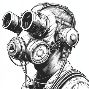 man  gasmask  black  white  drawing  linework  svg  vector  strong  lines 1070640
