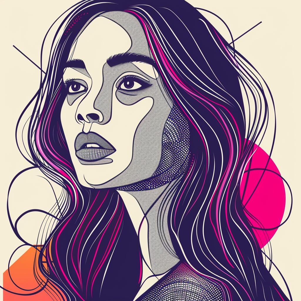 PopArt  Asian-American  female  long hair  colorful  background  illustration  modern  vibrant  portrait 937182