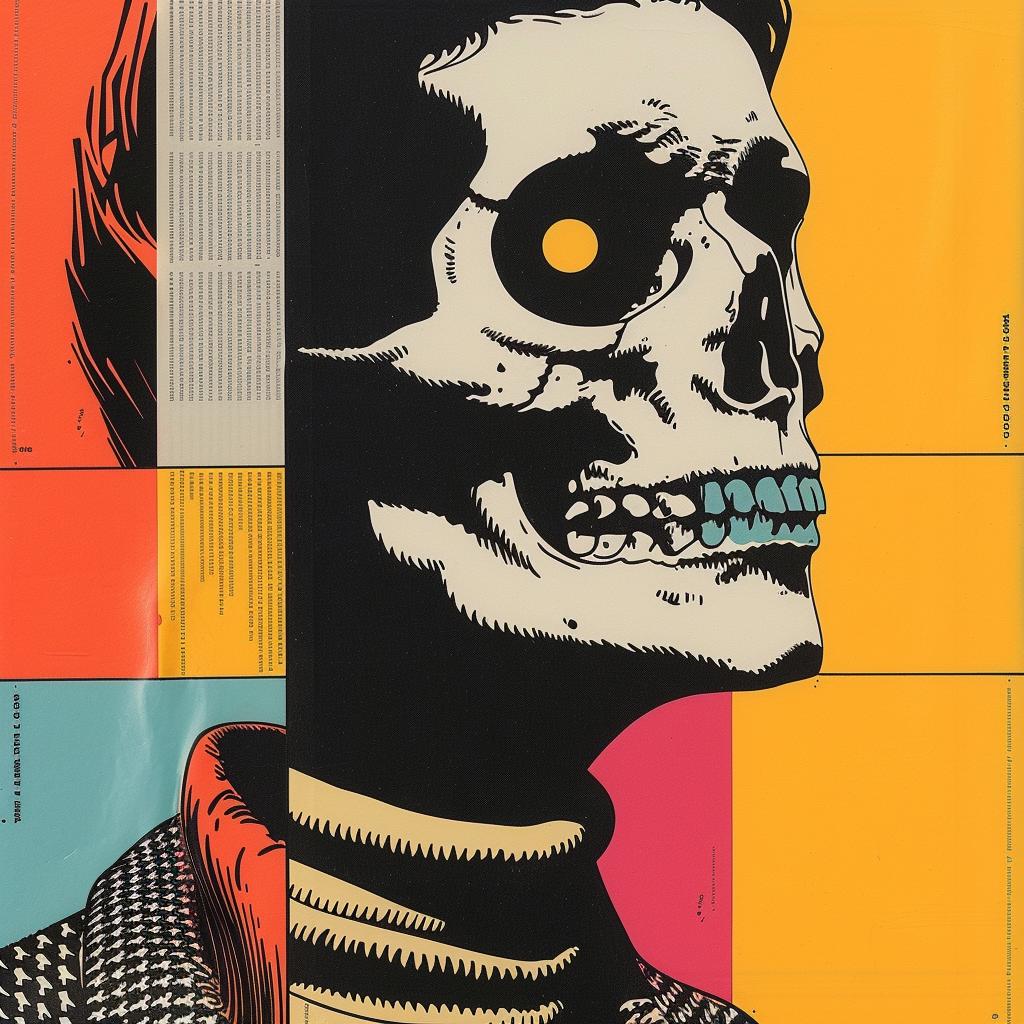 skull  man  suit  graphic  design  minimalist  art  holographic  gradient  Obey 968900