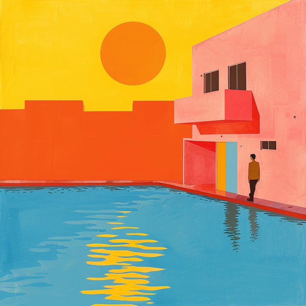 surreal  album  cover  painting  man  pool  creative  vivid  colorful  dreamlike 977758