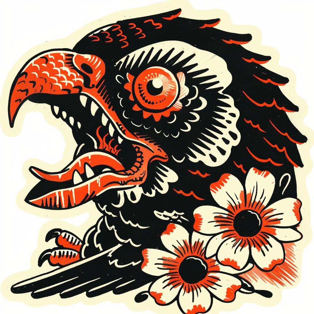 eagle  flowers  tattoo  illustration  head  nature  graphic  colorful  art  design 927446