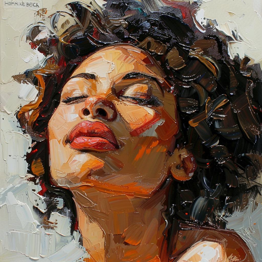 portrait  woman  african-american  eyes  closed  expressionistic  art  Anna  Bocek  oil 938929