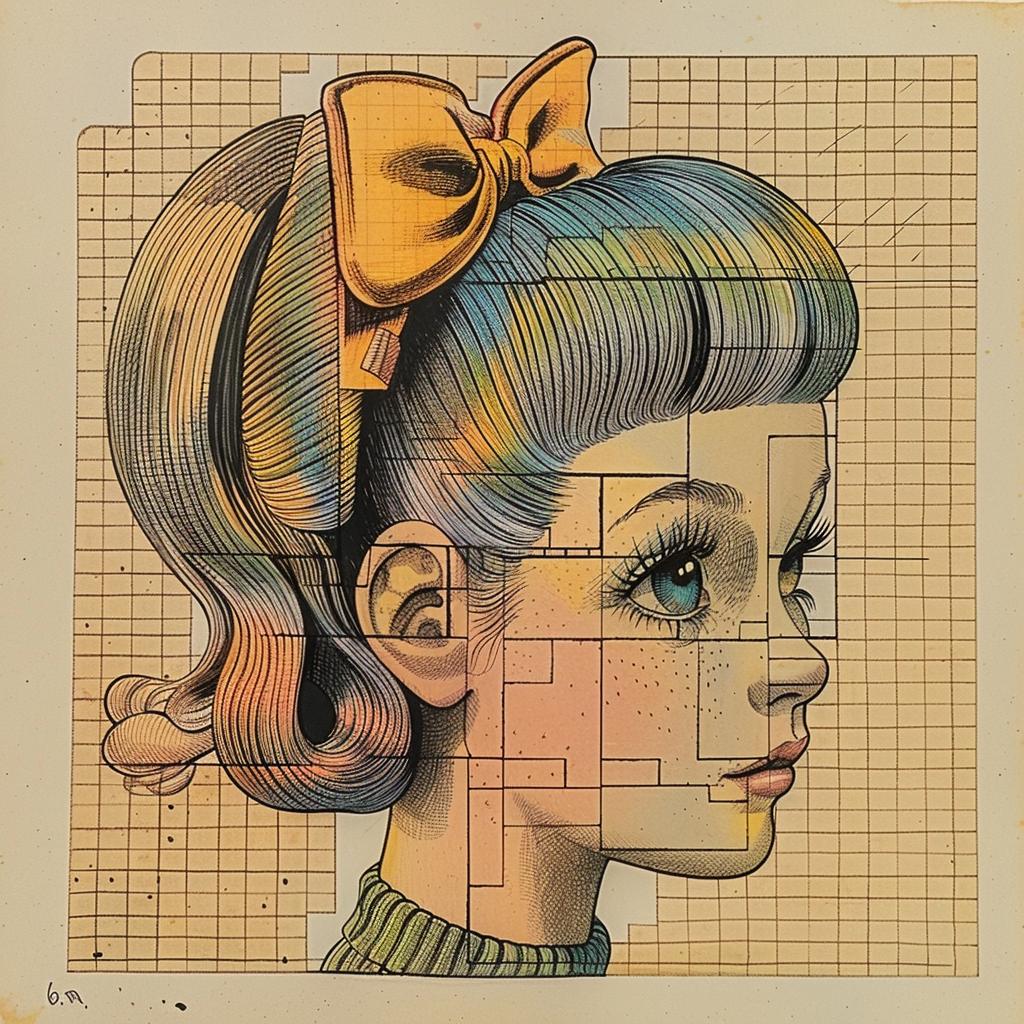 رسم توضيحي لفتاة أنمي برأس مقوس، صورة شخصية لطيفة 1036227