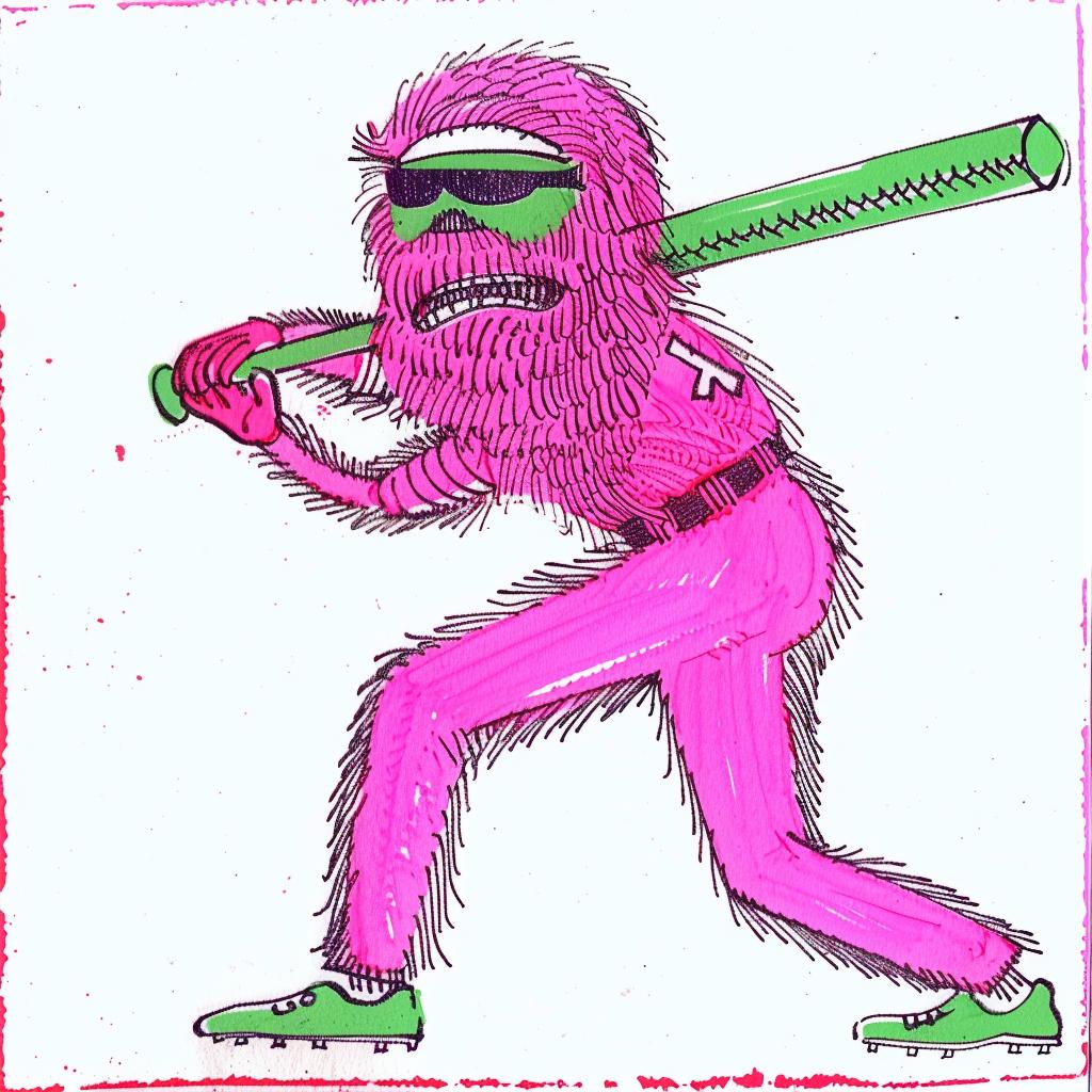 baseball  player  uniform  cap  bat  pink  monster  drawing  colorful  sport 940245