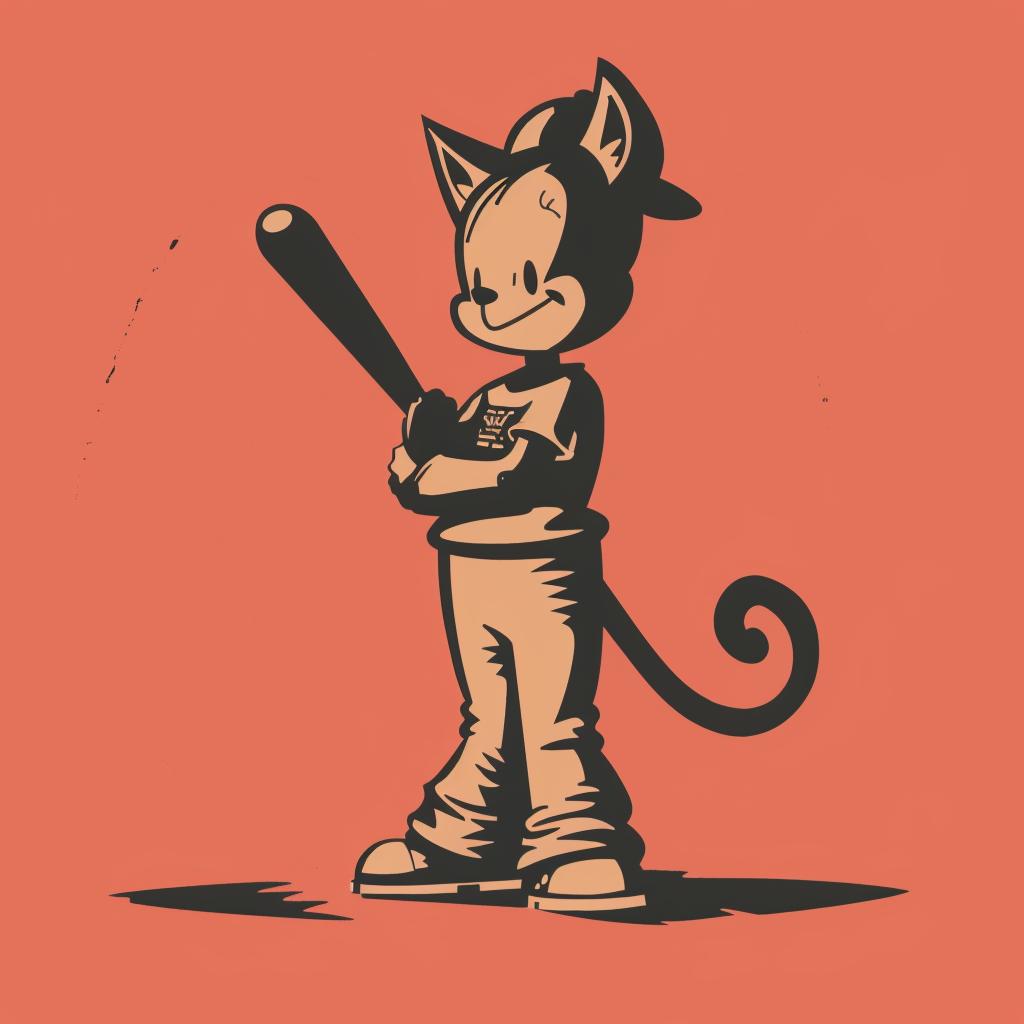 cat  baseball  bat  hip-hop  streetwise  aggressive  minimal  cartoon  animal  culture 959556