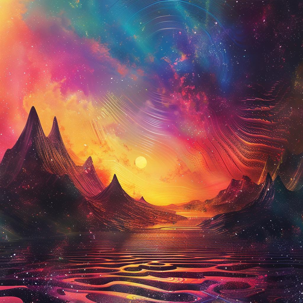 colorful  painting  mountain  landscape  water  stars  night  abstract  nature  scenic 967773