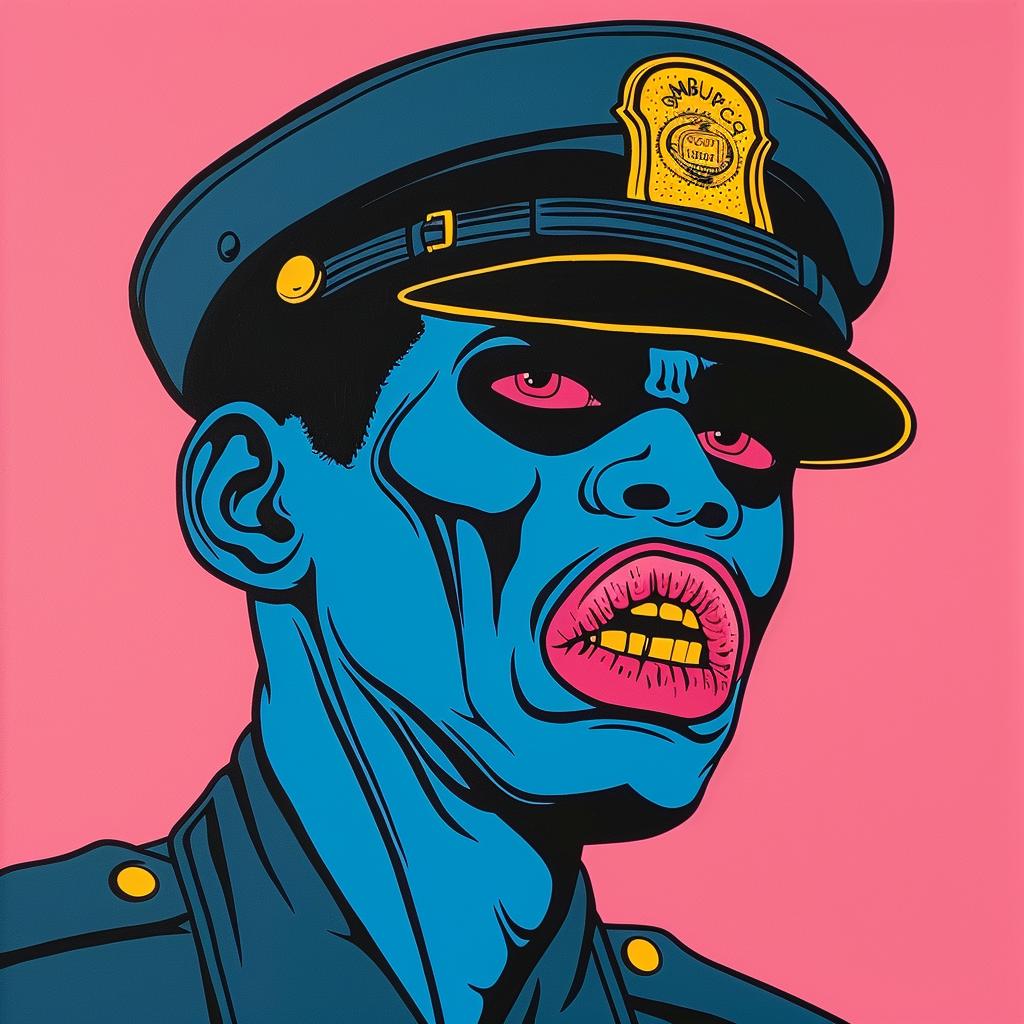 poster  zombie  cop  blue  pink  police  illustration  graphic  art  digital 1023487