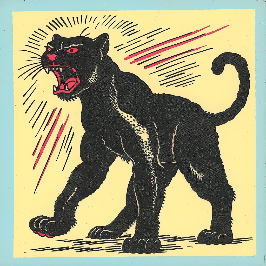 panther  tattoo  Sailor  Jerry  vintage  comic  black  red  illustration  1950s 919374