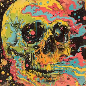 colorful  skull  paint  splatter  surreal  art  Todd  White  Risograph  symbolist 1078585