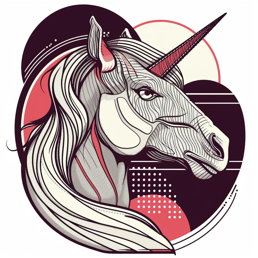 mythical  creature  hybrid  unicorn  fantasy  art  illustration  whimsical  halftone  colorful 939607