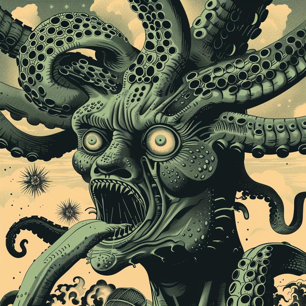 monster  horror  futuristic  octopus  tentacles  surreal  dark  creepy  weird  illustration 945431