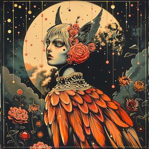 woman  bird  chromolithography  colorful  nature  portrait  surreal  vibrant  whimsical  playful 1048019