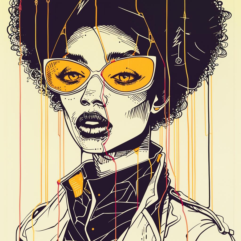 Pop  Art  DJ  African-American  model  four  eyes  afro  makeup  Troy 939207