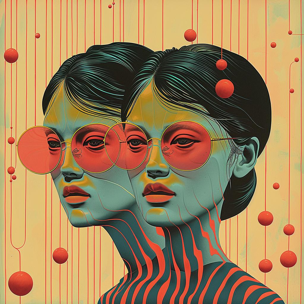 glasses  women  red  blue  surreal  artwork  creative  album  cover  colorful 1018239