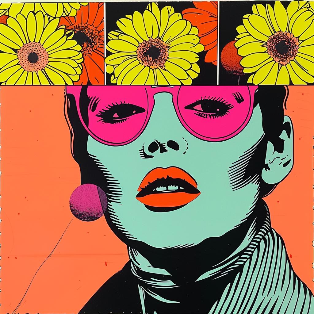 pop  art  painting  woman  sunglasses  flowers  colorful  graphic  impressionism  stylized 968099