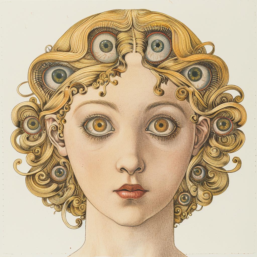 portrait  woman  blonde  seveneyes  Codex  drawing  surreal  unique  whimsical  art 971439