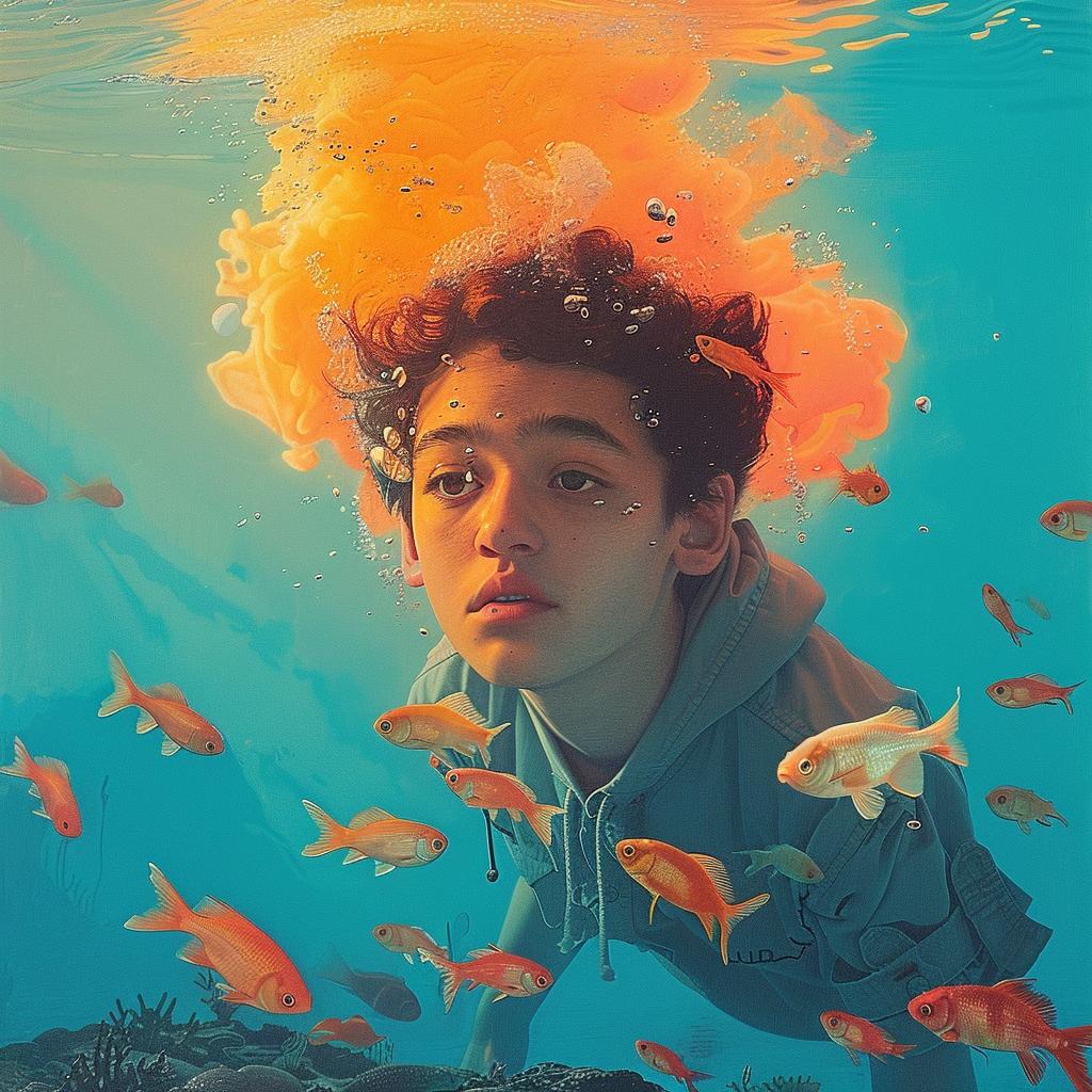 boy  underwater  goldfish  swimming  fish  water  aquatic  youth  nature  blue 1016759