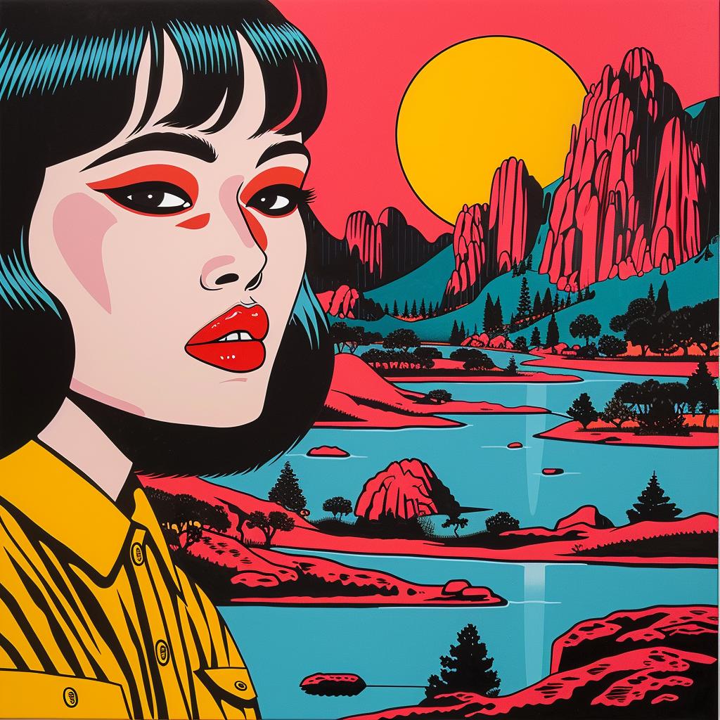 woman  mountain  background  pop  art  style  painting  creative  artwork  album 1021388