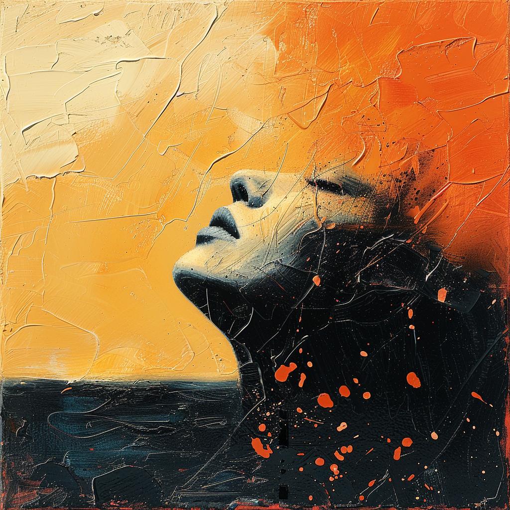 امرأة برتقالية سوداء، لصق، شمع، مغرة، تجريدية، مزخرفة، جريئة، تصويرية 963657