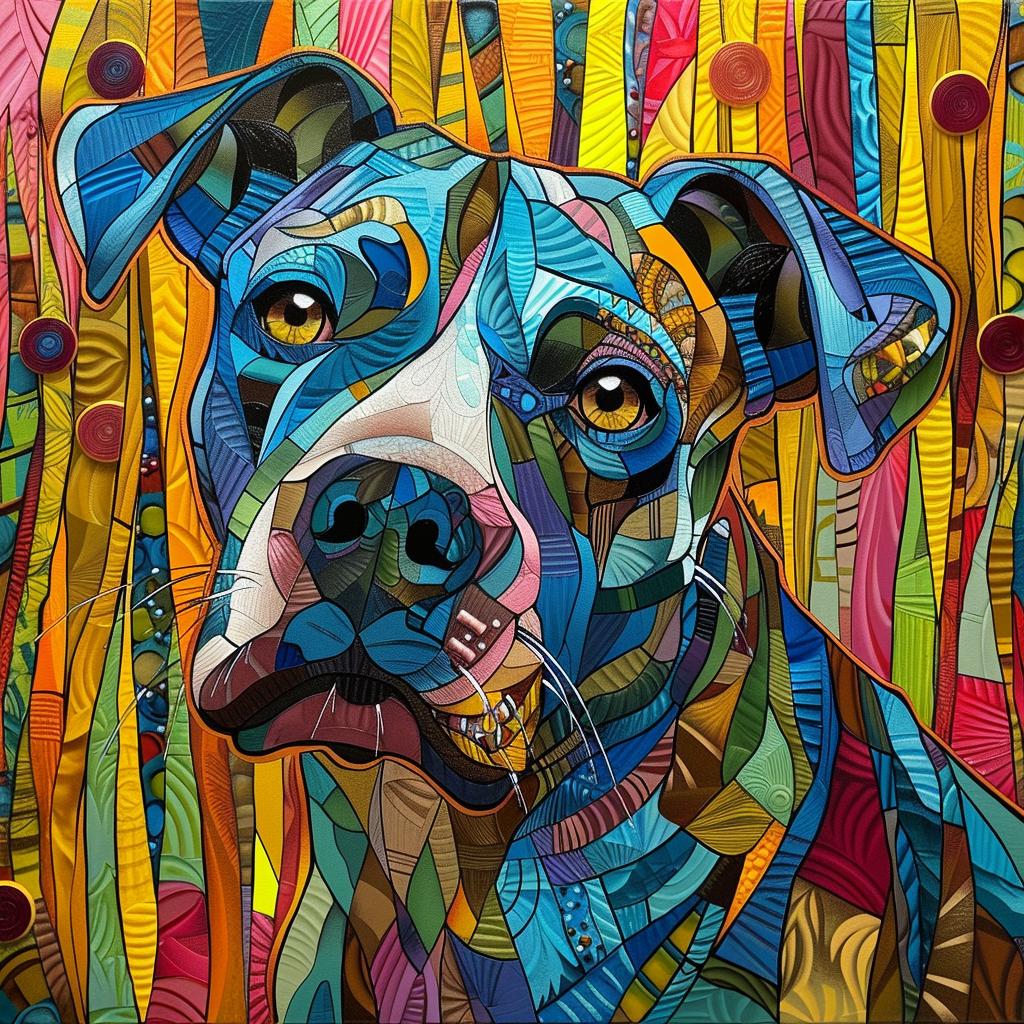 pit  bull  colorful  painting  stripes  vibrant  canine  art  canvas  bold 938601