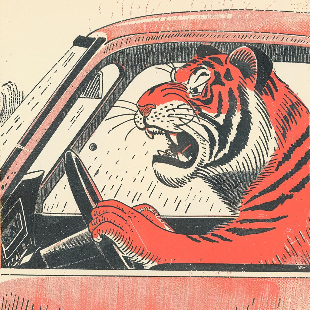 tiger  car  angry  road  rage  humor  illustration  comic  character  art 923150