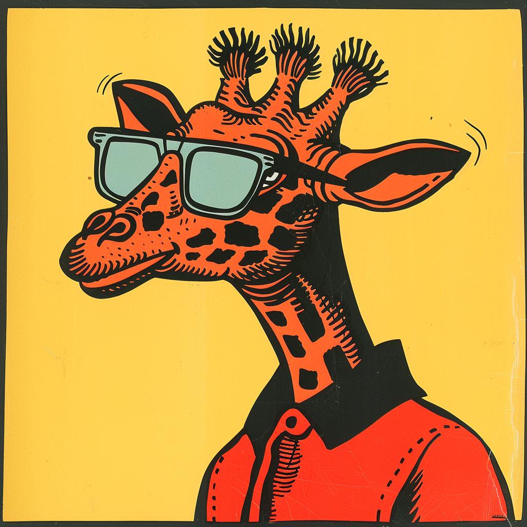 tattoo  giraffe  sunglasses  red  shirt  Jack Kirby  1950s  vintage  comic  art 919861