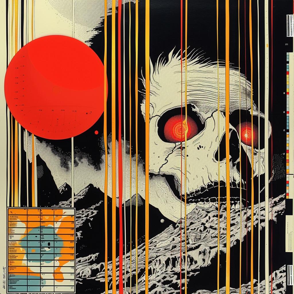 poster  skull  red  sun  pulsar  landscape  detailed  dark  art  creative 1021276