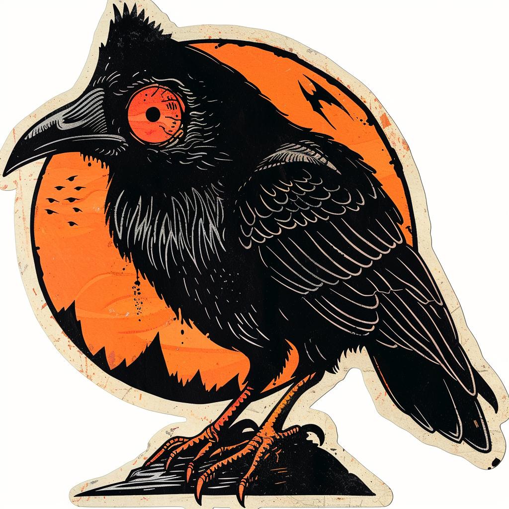 vintage  logo  mark  catesby  naturalistic  spiritual  occult  black  bird  sticker 924824