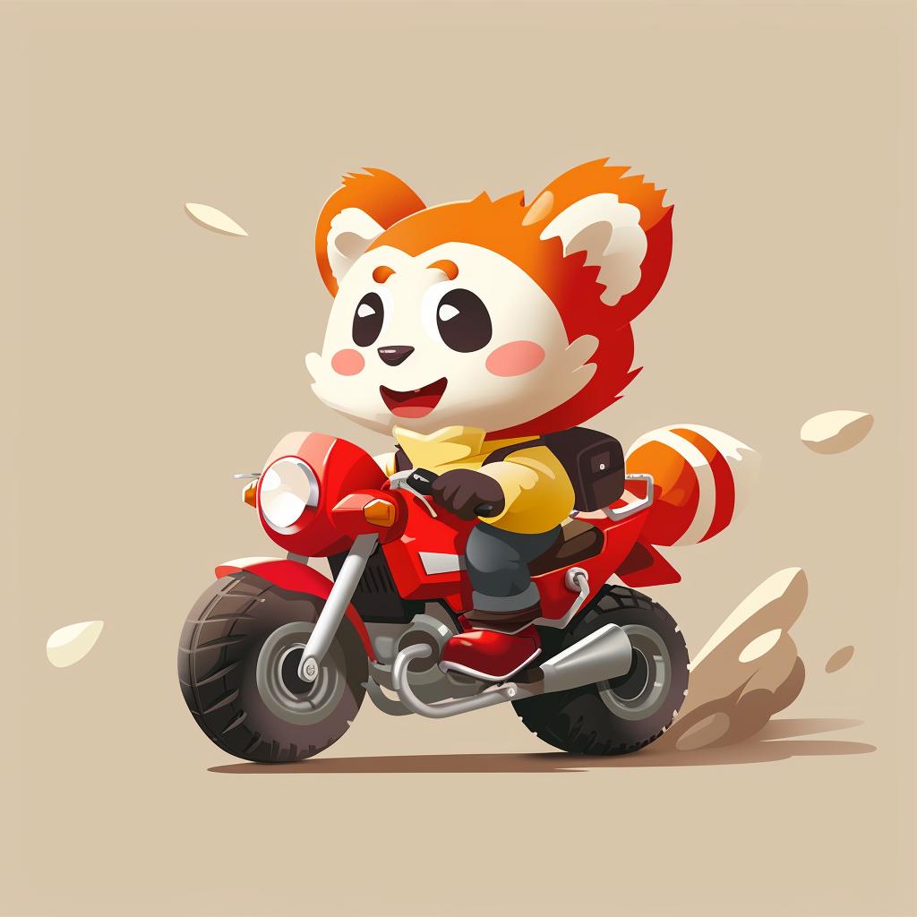 red  panda  motorcycle  cute  kawaii  whimsical  playful  illustration  animal  fun 939765