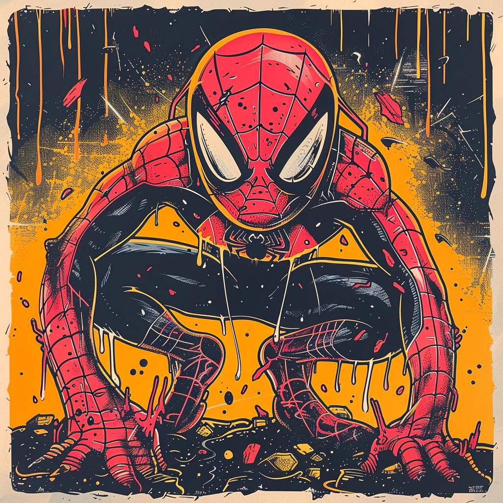 spiderman  poster  yellow  background  action  hero  McFarlane  comic  illustration  art 929718