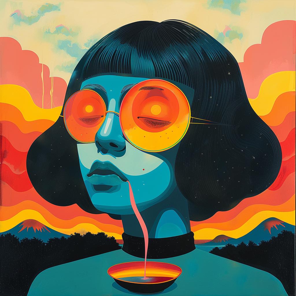 surreal  album  cover  woman  sunglasses  food  colorful  playful  Joan  Cornella 977961
