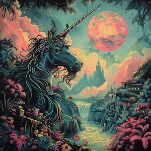 unicorn  chromolithography  illustration  moon  background  fantasy  night  magic  artwork  design 1058258
