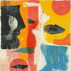 abstract  painting  face  sun  surreal  blockprint  Etel  Aroch  creative  colorful 1062926